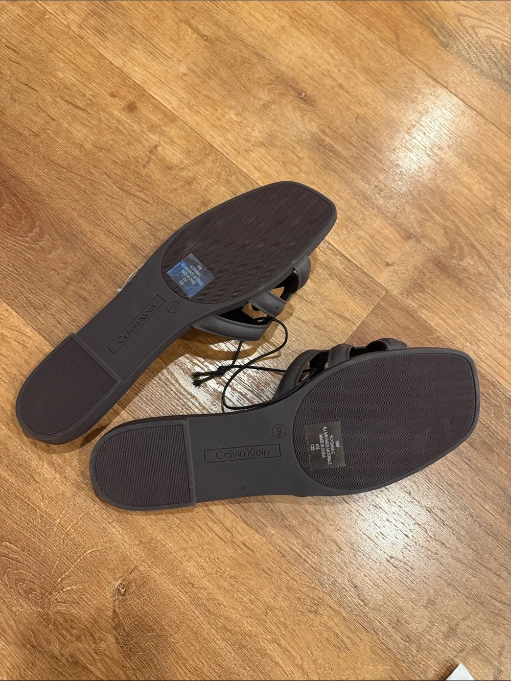 size 10M calvin Klein women’s Matte Black CK Logo Slide Sandals